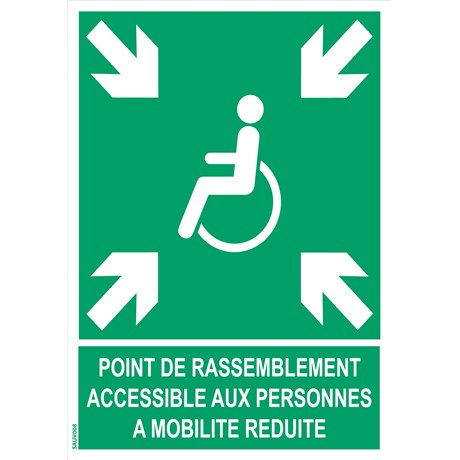 Panneau "Point de rassemblement accessible aux PMR" - PVC A4