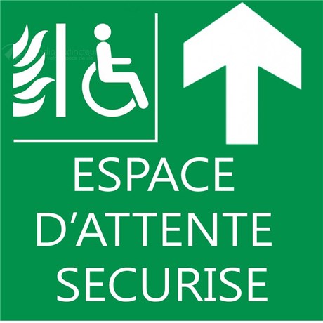 Panneau "espace d'attente sécurisé" PMR - 200 X 200 mm - Devant