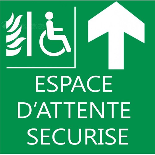 Panneau "espace d'attente sécurisé" PMR - 200 X 200 mm - Devant