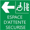 Panneau "espace d'attente sécurisé" PMR - 200 X 200 mm - Gauche