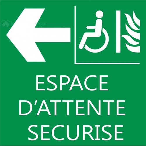 Panneau "espace d'attente sécurisé" PMR - 200 X 200 mm - Gauche