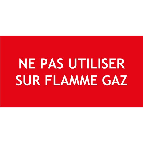 "NE PAS UTILISER SUR FLAMME GAZ" en PVC rigide 200 X 100 mm