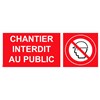 Panneau "Chantier interdit au public" PVC - 200x80 mm