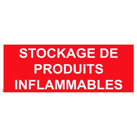 Panneau "Stockage de produits inflammables" PVC - 200x80 mm