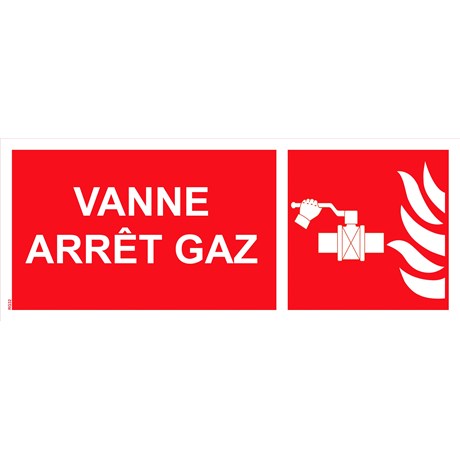 Panneau "Vanne arrêt gaz" PVC - 200x80 mm