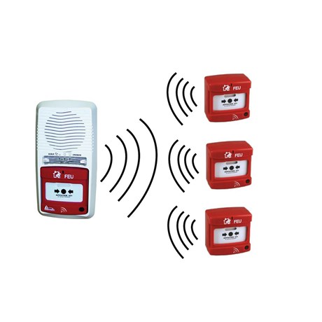 Pack alarme radio T4 avec 3 déclencheurs manuels - Avec répéteur