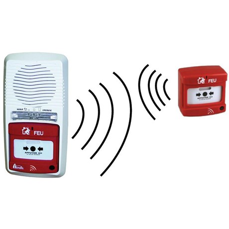 Pack alarme radio type 4 + 1 déclencheur manuel radio avec répéteur